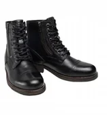 Botki męskie - Pepe Jeans Czarne Skórzane Trzewiki na Sznurowanie i Zamek 44 Awe - miniaturka - grafika 1