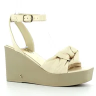 Sandały damskie - Sandały beżowe na koturnie CARINII - Carinii - miniaturka - grafika 1