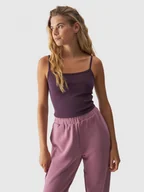 Koszulki sportowe damskie - Damski crop-top 4F 4FWAW24TSLEF107 - fioletowy - miniaturka - grafika 1