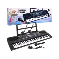 Instrumenty muzyczne dla dzieci - Dziecięcy keyboard z mikrofonem, stojakiem, USB, MP3 MQ6159UFB - miniaturka - grafika 1
