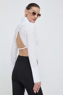 Patrizia Pepe koszula damska kolor biały slim z kołnierzykiem klasycznym 2C1524 A23 - Koszule damskie - miniaturka - grafika 1
