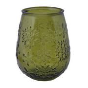 Wazony i flakony - Zielony szklany wazon z motywem świątecznym Ego Dekor Copos de Nieve, wys. 13 cm - miniaturka - grafika 1