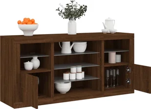 vidaXL Szafka z oświetleniem LED, brązowy dąb, 142,5x37x67 cm - Szafki RTV - miniaturka - grafika 1