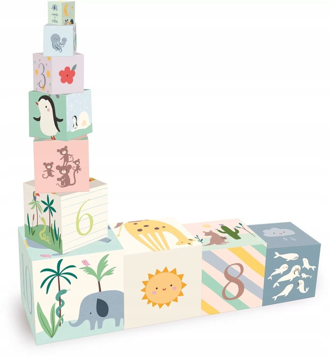 Vilac Kostki do układania wieża Zwierzęta Świata +2