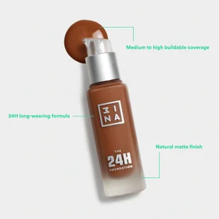 3INA Cosmetics 3ina Makeup - The 24H Foundation 675- Vegan - naturalny matowy podkład wykończeniowy - długotrwała formuła - wodoodporny podkład - 30 ml - Podkłady do twarzy - miniaturka - grafika 7