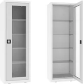 Meble i wyposażenie gabinetów medycznych - NSML.101.9010.7035 szafa lekarska 1-skrzydłowa 1-komorowa biało-popielata - miniaturka - grafika 1