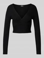 Bluzki damskie - Bluzka z długim rękawem o kroju slim fit z prążkowanej dzianiny model ‘HONOR’ - miniaturka - grafika 1