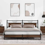 Łóżka - vidaXL Metalowa rama łóżka, bez materaca, brązowy dąb, 200x200 cm - miniaturka - grafika 1