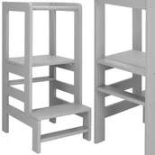 Krzesełka do karmienia - Podest kuchenny dla dzieci 3-poziomy kitchen helper pomocnik 90 cm szary - miniaturka - grafika 1