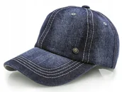Czapki i chusty sportowe męskie - Czapka bejsbolówka z daszkiem dżinsowa GRANATOWA - miniaturka - grafika 1