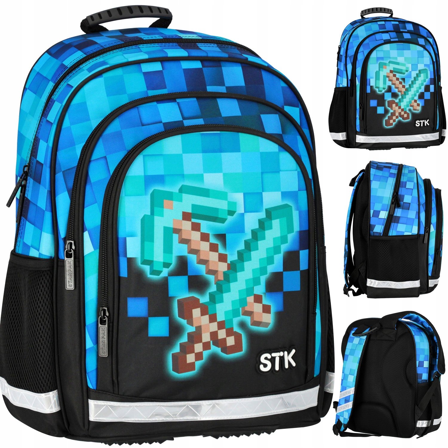 Plecak Szkolny Tornister Dla Chłopca Piksele Gra Pixel Blue