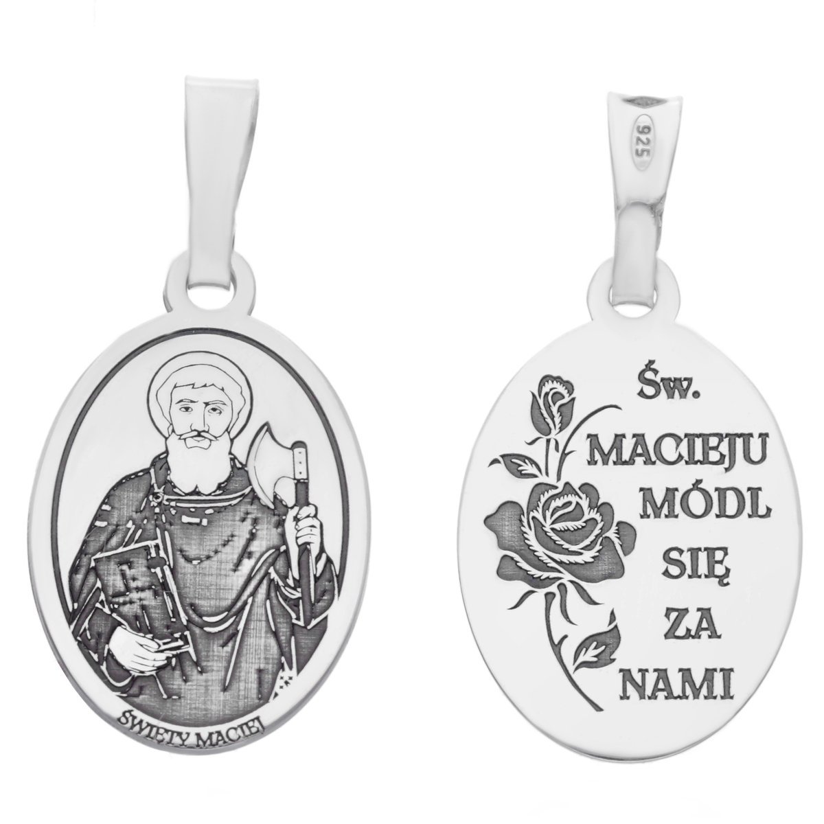 Medalik srebrny Ag 925 rodowany Św. Maciej MDC065R