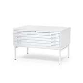 Szafki biurowe - Metalowa szafka na rysunki SKETCH, model pojedynczy, A0, blat stalowy, biały - miniaturka - grafika 1