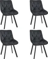 Krzesła - Fabryka Mebli Akord 4x Welurowe krzesło tapicerowane glamour pikowane SJ.33 Czarne - miniaturka - grafika 1