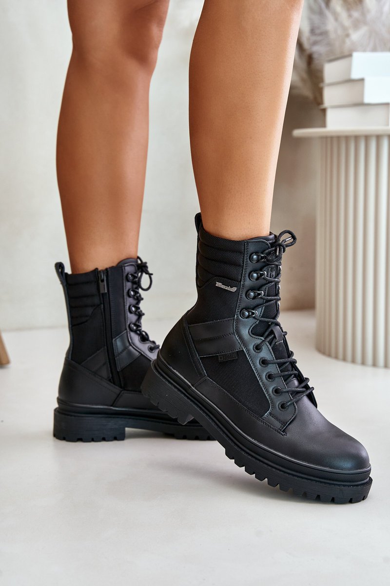 Skórzane Trapery Botki Męskie Ocieplane Big Star OO174164 Czarne-45