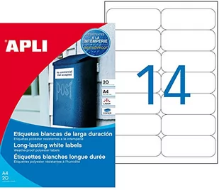 APLI 12113 – białe odporne na warunki atmosferyczne etykiety 99,1 x 38,1 mm 20 arkuszy - Etykiety do drukarek - miniaturka - grafika 1
