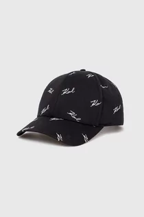 Czapki męskie - Karl Lagerfeld czapka z daszkiem kolor czarny wzorzysta 542123.805620 - grafika 1