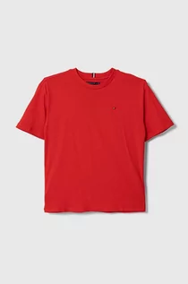 Koszulki dla chłopców - Tommy Hilfiger t-shirt bawełniany dziecięcy kolor czerwony gładki - grafika 1