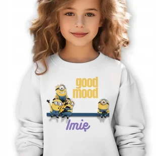 Bluza Dziecięca Biała Minionki Good Mood *Twoje Imię* Rozmiar 164 Cm Wzory - Bluzy dla dziewczynek - miniaturka - grafika 1