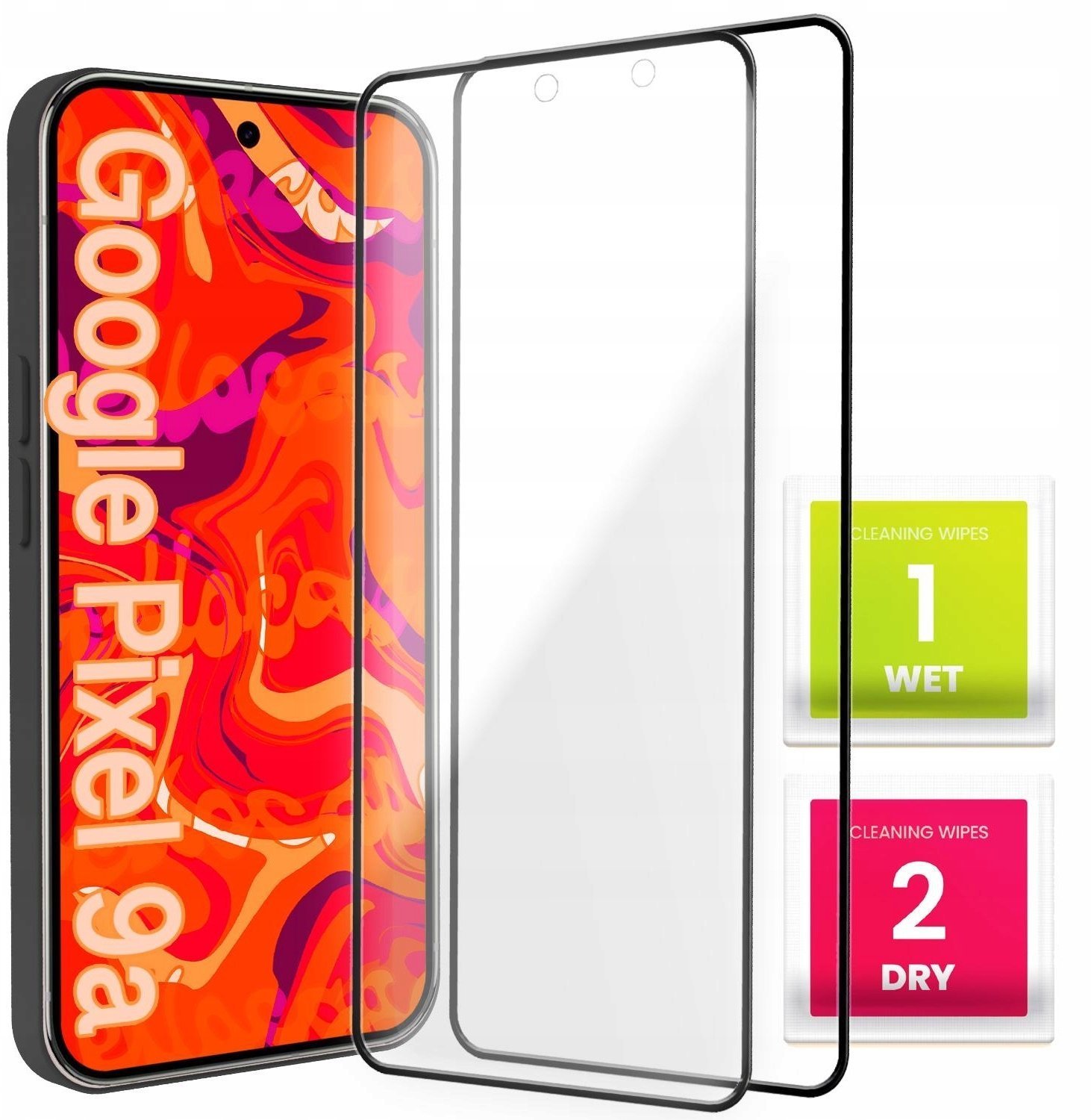 2-PAK Szkło Hartowane Do Google Pixel 9A Pełne, 5D, Szybka, 9H, Ochronne