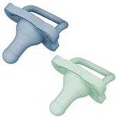 Smoczki uspokajające - Dr Brown's Smoczek silikonowy o kształcie smoczka do butelki Standard 0-6m niebieski/zielony, 2szt. - miniaturka - grafika 1