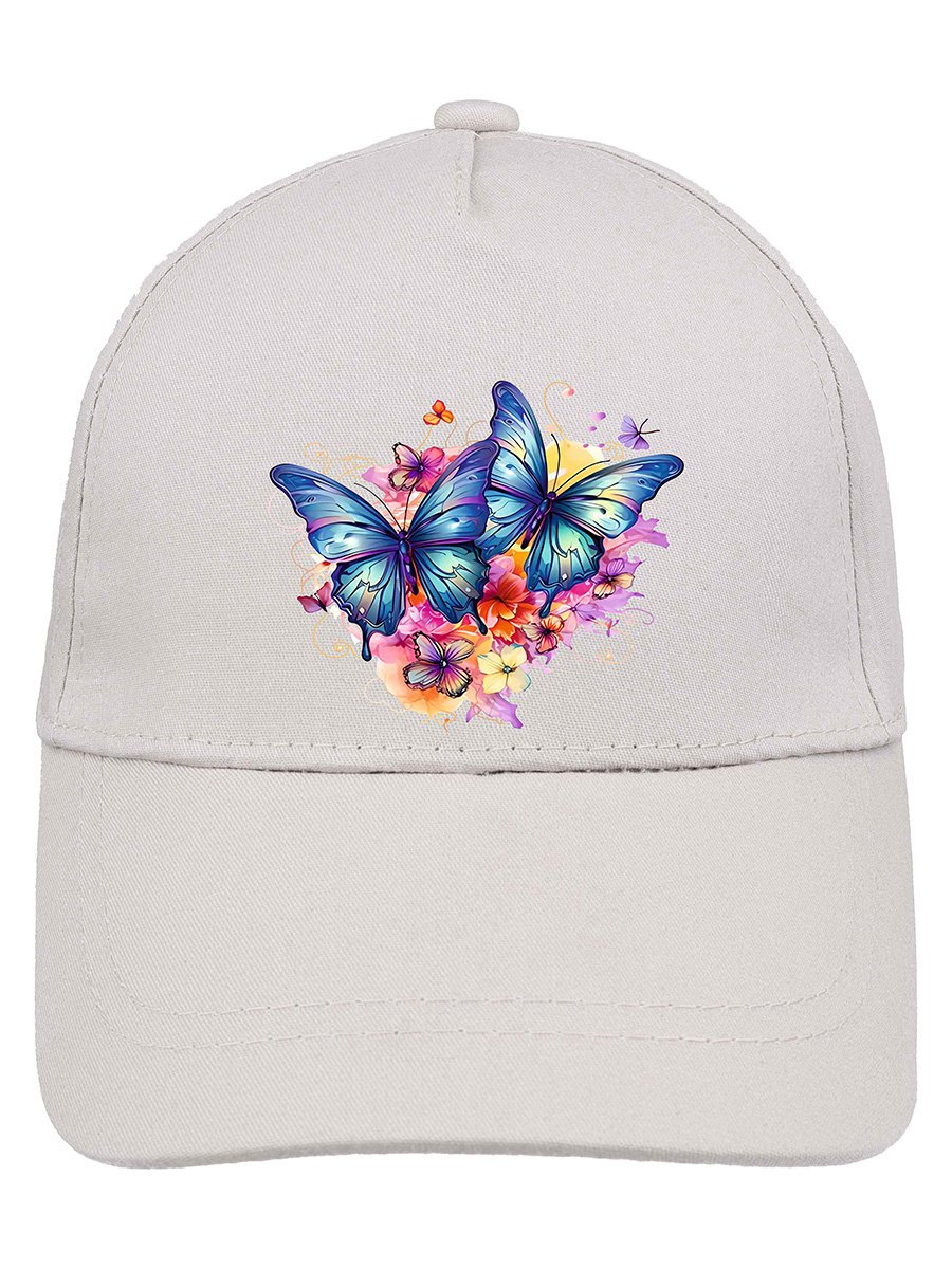 Dziewczęca czapka z daszkiem motyle jasnoszara Ambra r.50/52