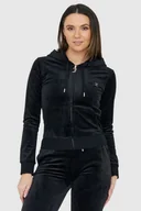 Bluzy damskie - JUICY COUTURE Welurowa czarna bluza diamante hoodie, Wybierz rozmiar XS - Juicy Couture - miniaturka - grafika 1