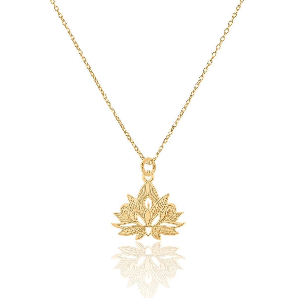 Naszyjnik Srebrny Pozłacany Z Kwiatem Lotosu 42 Cm