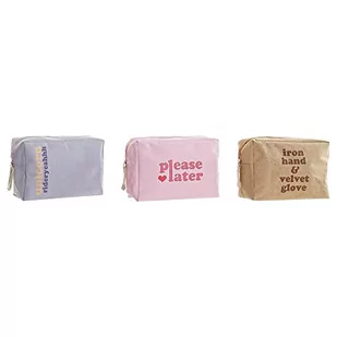 Neceser DKD Home Decor Płótno Niebieski Różowy Poliester Poliuretan Shabby Chic (3 szt.) (20 x 8 x 14 cm) - Pokrowce na ubrania - miniaturka - grafika 1