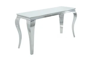 Interior Konsola toaletka biurko Modern Baroque biała srebrna 140cm (Z37905) - Konsole i sekretarzyki - miniaturka - grafika 1