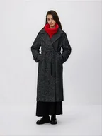 Płaszcze damskie - Reserved - Wiązany płaszcz z wełną - czarny - miniaturka - grafika 1