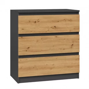 Niska komoda loft z szufladami antracyt + dąb artisan - Eliva - Komody - miniaturka - grafika 1