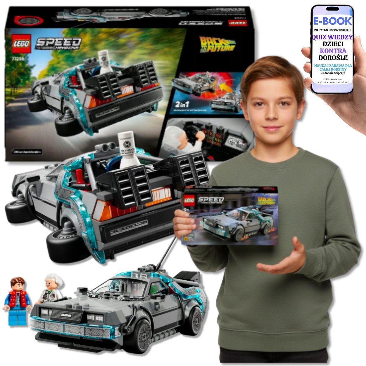 LEGO Autko Samochód DeLorean Speed Champions WEHIKUŁ CZASU 77256 Auto Lego Prezent Dla 10 11 12 13 Latka + EBOOK-2