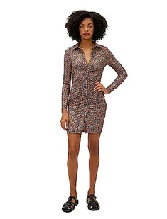 Koton Damska koszulka Neck Shirred Long Sleeve Floral Dress, Anthracite Design (9d2), S - Koszulki i topy damskie - miniaturka - grafika 1