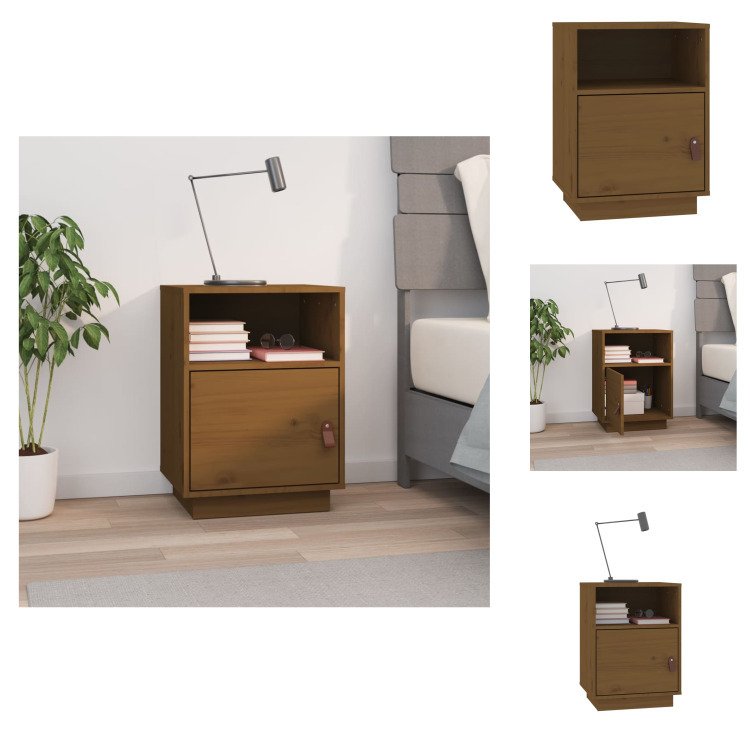 vidaXL Szafka nocna miodowy brąz 40x34x55 cm lite drewno sosnowe - Szafki nocne