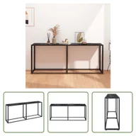 Konsole i sekretarzyki - The Living Store Stół konsola czarny marmur 180x35x75,5 cm szkło hartowane - miniaturka - grafika 1