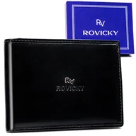 Portfele - Pojemny portfel męski ze skóry naturalnej ochrona kart RFID Rovicky, czarny - miniaturka - grafika 1