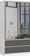 Szafy - Fabryka Mebli Akord Szafa S 90 cm 2 drzwi 2 szuflady 2 lustra - biała-grafit szary - miniaturka - grafika 1