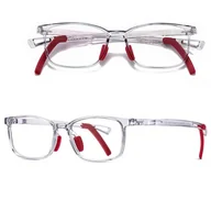 Okulary korekcyjne, oprawki, szkła - Okulary dla dzieci z uchwytami za uszy zerówki do komputera z filtrem Blue Light 25166A bezbarwny/bordo - miniaturka - grafika 1