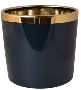 211477-20 doniczka ceramiczna czarna ze złotym rantem 20x20x18 cm - Donice - miniaturka - grafika 1