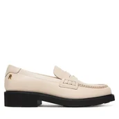 Półbuty damskie - Loafersy Tommy Hilfiger Elettra Penny Leather FW0FW09360 Écru - miniaturka - grafika 1