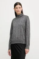 Swetry damskie - Calvin Klein sweter z dodatkiem wełny damski kolor szary lekki z półgolfem LV044E363G - miniaturka - grafika 1