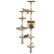 Drapaki dla kotów - vidaXL Naścienny drapak dla kota ze słupkami 194 cm beżowo-brązowy 170589 - miniaturka - grafika 1