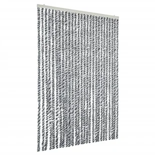 vidaXL Zasłona przeciwsłoneczna szara, czarno-biała 118x220 cm szenilowa - Zasłony - miniaturka - grafika 1