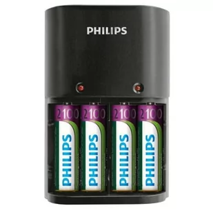 Philips Ładowarka akumulatorków 4 sloty AA/AAA + 4x AA 2100mAh SCB1490NB/12 - Ładowarki do telefonów - miniaturka - grafika 1