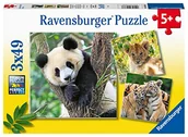 Pozostałe książki - Ravensburger Kinderpuzzle - 05666 Panda, Tiger und Löwe - 3x49 Teile Puzzle für Kinder ab 5 Jahren - miniaturka - grafika 1