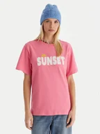 Koszulki i topy damskie - Roxy T-Shirt Sunnyoversize Easy ERJZT06033 Różowy Oversize - miniaturka - grafika 1