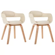 Krzesła - vidaXL Krzesła stołowe 2 szt. kremowe gięte drewno i sztuczna skóra 3092380 - miniaturka - grafika 1