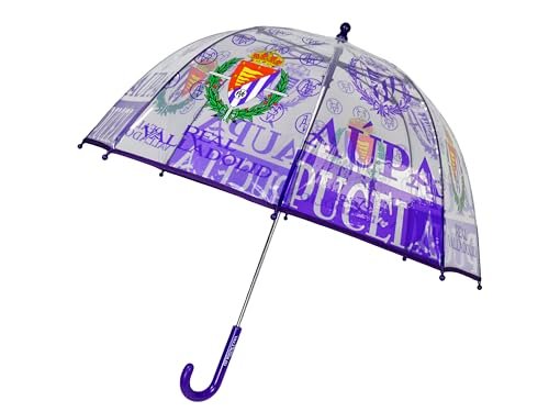 CyP Brands Real Valladolid parasol dziecięcy, bańka, przezroczysty, parasol ręczny, 48 cm, wielokolorowy, oficjalny produkt, Przezroczysty