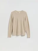 Swetry męskie - Reserved - Sweter z wełny merino - beżowy - miniaturka - grafika 1